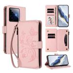 For Realme GT 7 5G India Butterfly Love Flower Multi-card Zipper Wallet Leather Phone Case(Pink)