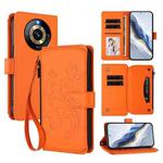 For Realme Narzo 60 Pro Butterfly Love Flower Multi-card Zipper Wallet Leather Phone Case(Orange)