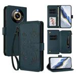 For Realme Narzo 60 Pro Butterfly Love Flower Multi-card Zipper Wallet Leather Phone Case(Dark Green)
