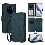 For Realme Narzo 80 Pro  Butterfly Love Flower Multi-card Zipper Wallet Leather Phone Case(Dark Green)