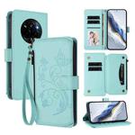 For Realme Narzo 80 Pro  Butterfly Love Flower Multi-card Zipper Wallet Leather Phone Case(Mint Green)