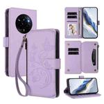 For Realme Narzo 80 Pro  Butterfly Love Flower Multi-card Zipper Wallet Leather Phone Case(Light Purple)