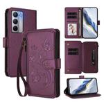 For Realme Narzo 80x Butterfly Love Flower Multi-card Zipper Wallet Leather Phone Case(Dark Purple)