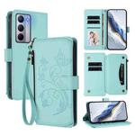 For Realme Narzo 80x Butterfly Love Flower Multi-card Zipper Wallet Leather Phone Case(Mint Green)