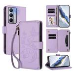 For Realme Narzo 80x Butterfly Love Flower Multi-card Zipper Wallet Leather Phone Case(Light Purple)