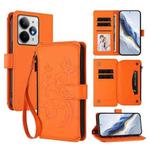 For Realme Neo7 Turbo Butterfly Love Flower Multi-card Zipper Wallet Leather Phone Case(Orange)