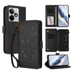 For Realme Neo7 Turbo Butterfly Love Flower Multi-card Zipper Wallet Leather Phone Case(Black)