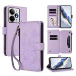 For Realme Neo7 Turbo Butterfly Love Flower Multi-card Zipper Wallet Leather Phone Case(Light Purple)