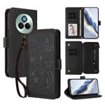 For Realme P3 Pro 5G Global Butterfly Love Flower Multi-card Zipper Wallet Leather Phone Case(Black)