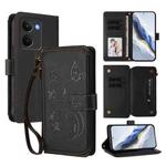 For Realme P3 Ultra 5G Global Butterfly Love Flower Multi-card Zipper Wallet Leather Phone Case(Black)