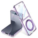 For Samsung Galaxy Z Flip7 5G GKK Integrated Electroplating Full Coverage Phone Case with Magnetic Rotating Bracket(Purple)