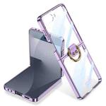For Samsung Galaxy Z Flip7 5G GKK Integrated Electroplating Phantom Full Coverage Phone Case with Ring(Purple)