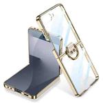 For Samsung Galaxy Z Flip7 5G GKK Integrated Electroplating Phantom Full Coverage Phone Case with Ring(Silver)