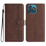 For Oukitel C53 Heart Pattern Skin Feel Leather Phone Case(Brown)
