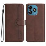 For Oukitel C51 Heart Pattern Skin Feel Leather Phone Case(Brown)