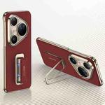For Huawei Pura 80 Ultra 5G GKK Electroplated Plain Leather Magnetic Wristband Phone Case with Rotating Bracket(Red)