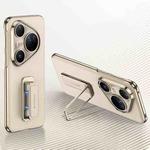 For Huawei Pura 80 Ultra 5G GKK Electroplated Plain Leather Magnetic Wristband Phone Case with Rotating Bracket(Gold)
