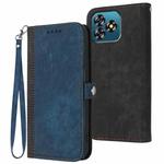 For Oukitel C53 Side Buckle Double Fold Hand Strap Leather Phone Case(Royal Blue)