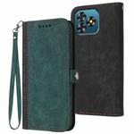 For Oukitel C53 Side Buckle Double Fold Hand Strap Leather Phone Case(Dark Green)