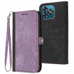 For Oukitel C53 Side Buckle Double Fold Hand Strap Leather Phone Case(Purple)