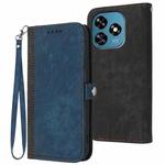 For Oukitel C51 Side Buckle Double Fold Hand Strap Leather Phone Case(Royal Blue)