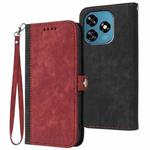 For Oukitel C51 Side Buckle Double Fold Hand Strap Leather Phone Case(Red)