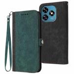 For Oukitel C51 Side Buckle Double Fold Hand Strap Leather Phone Case(Dark Green)