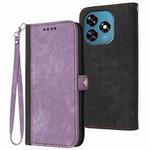 For Oukitel C51 Side Buckle Double Fold Hand Strap Leather Phone Case(Purple)