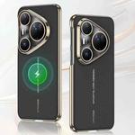 For Huawei Pura 80 Ultra 5G GKK Electroplated Plain Leather Magnetic Phone Case(Black)
