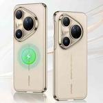 For Huawei Pura 80 Ultra 5G GKK Electroplated Plain Leather Magnetic Phone Case(Gold)
