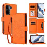 For vivo iQOO Neo 10+ Butterfly Love Flower Multi-card Zipper Wallet Leather Phone Case(Orange)