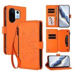 For vivo S30 Pro mini Butterfly Love Flower Multi-card Zipper Wallet Leather Phone Case(Orange)