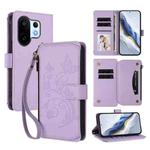 For vivo S30 Pro mini Butterfly Love Flower Multi-card Zipper Wallet Leather Phone Case(Light Purple)