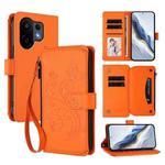 For vivo S30 Butterfly Love Flower Multi-card Zipper Wallet Leather Phone Case(Orange)