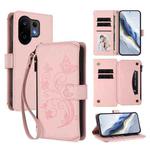 For vivo S30 Butterfly Love Flower Multi-card Zipper Wallet Leather Phone Case(Pink)