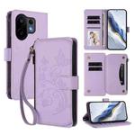 For vivo S30 Butterfly Love Flower Multi-card Zipper Wallet Leather Phone Case(Light Purple)