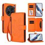 For vivo X200s Butterfly Love Flower Multi-card Zipper Wallet Leather Phone Case(Orange)