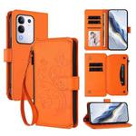 For vivo Y29 4G Global / T4x 5G Butterfly Love Flower Multi-card Zipper Wallet Leather Phone Case(Orange)
