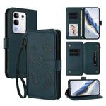 For vivo Y29 4G Global / T4x 5G Butterfly Love Flower Multi-card Zipper Wallet Leather Phone Case(Dark Green)