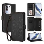 For vivo Y29 4G Global / T4x 5G Butterfly Love Flower Multi-card Zipper Wallet Leather Phone Case(Black)