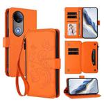For vivo V50 5G Global / V50e 5G Butterfly Love Flower Multi-card Zipper Wallet Leather Phone Case(Orange)