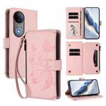 For vivo V50 5G Global / V50e 5G Butterfly Love Flower Multi-card Zipper Wallet Leather Phone Case(Pink)