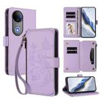 For vivo V50 5G Global / V50e 5G Butterfly Love Flower Multi-card Zipper Wallet Leather Phone Case(Light Purple)