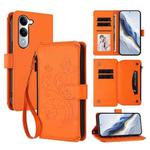For vivo Y29s 5G / Y04 5G Global Butterfly Love Flower Multi-card Zipper Wallet Leather Phone Case(Orange)