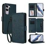For vivo Y29s 5G / Y04 5G Global Butterfly Love Flower Multi-card Zipper Wallet Leather Phone Case(Dark Green)