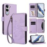 For vivo Y29s 5G / Y04 5G Global Butterfly Love Flower Multi-card Zipper Wallet Leather Phone Case(Light Purple)