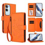 For vivo Y19s 4G Global / Y29 5G India Butterfly Love Flower Multi-card Zipper Wallet Leather Phone Case(Orange)