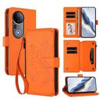 For vivo S20 Pro 5G Butterfly Love Flower Multi-card Zipper Wallet Leather Phone Case(Orange)