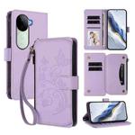 For vivo V40e 5G India / iQOO Z9s 5G Butterfly Love Flower Multi-card Zipper Wallet Leather Phone Case(Light Purple)