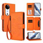 For vivo S19 Butterfly Love Flower Multi-card Zipper Wallet Leather Phone Case(Orange)